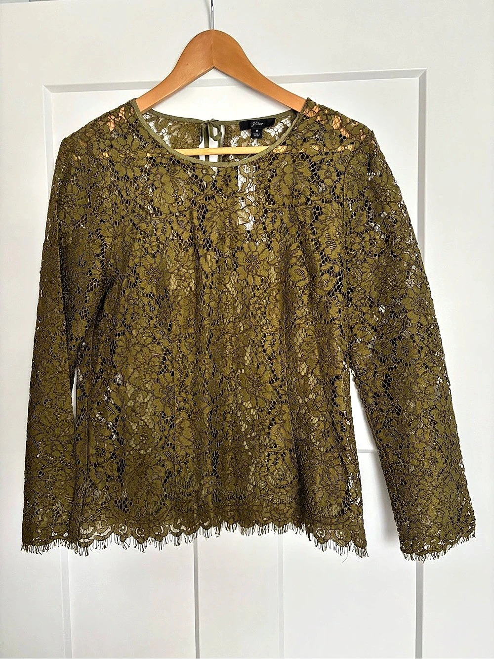 J.Crew Floral Lace Blouse in Green Size Small